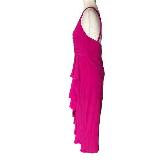 Lovers + Friends Claire Very Berry Pink Asymmetrical Bodycon Midi Maxi Dress - L - Picture 8 of 15